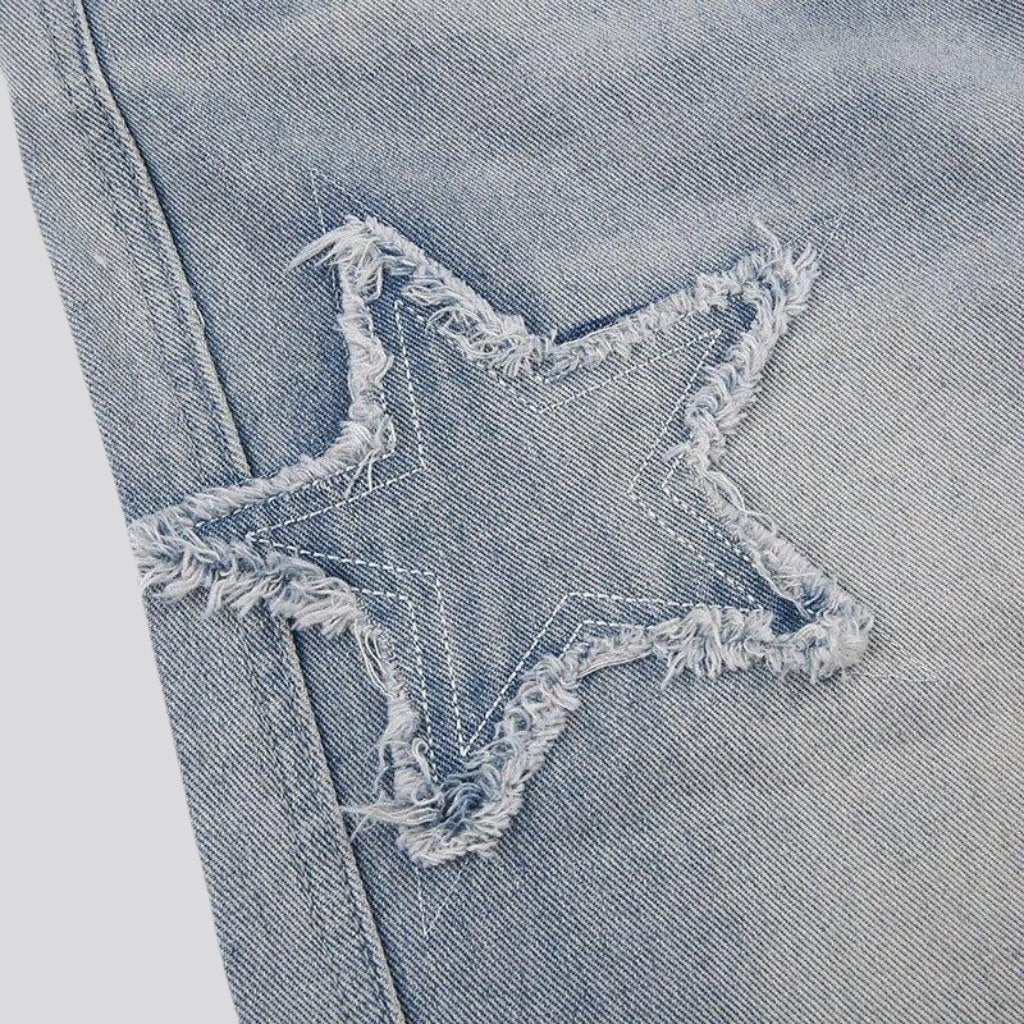 High-waist women embroidered jeans