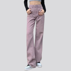 Straight-leg purple women jeans