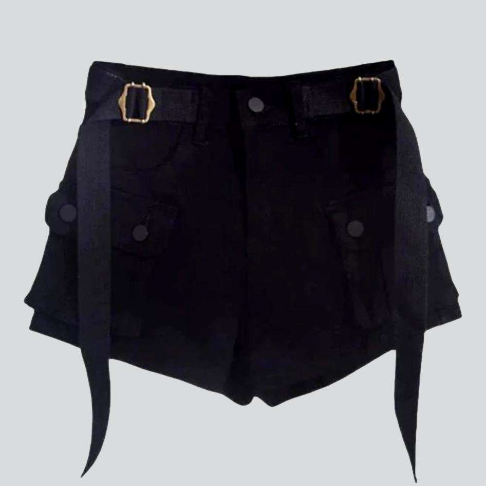 Cargo wide-leg women denim shorts