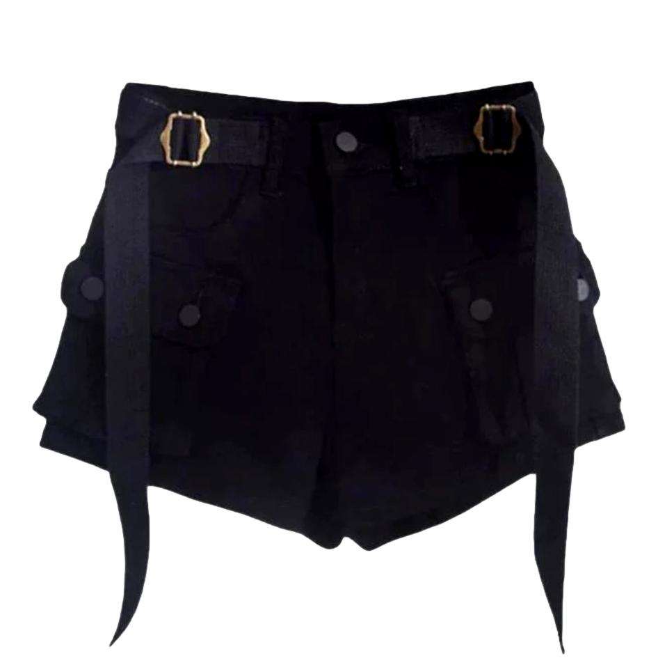 Cargo wide-leg women denim shorts