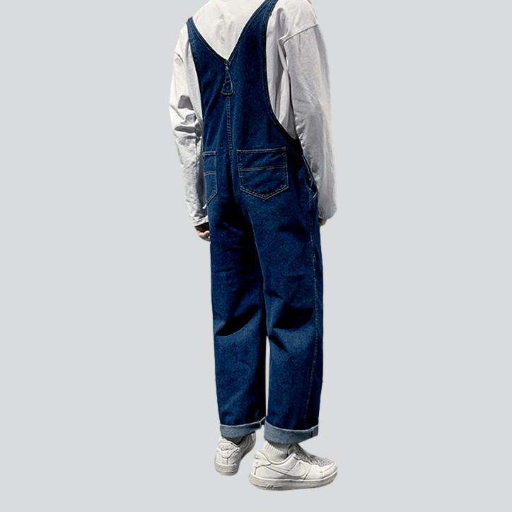 Blue baggy men denim jumpsuit