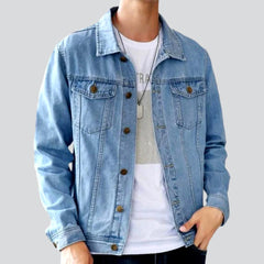 Chaqueta de camionero, lavada a la piedra, informal, abotonada, para hombre.