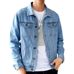 Chaqueta de camionero, lavada a la piedra, informal, abotonada, para hombre.