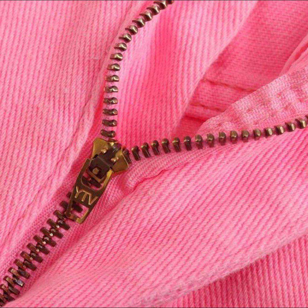 Bright pink women baggy jeans