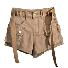 Shorts vaqueros cargo de pierna ancha para mujer