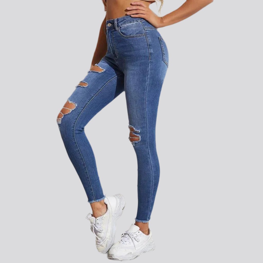 Skinny distressed jeans for women