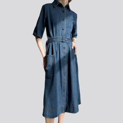 Loose medium-wash jean dress