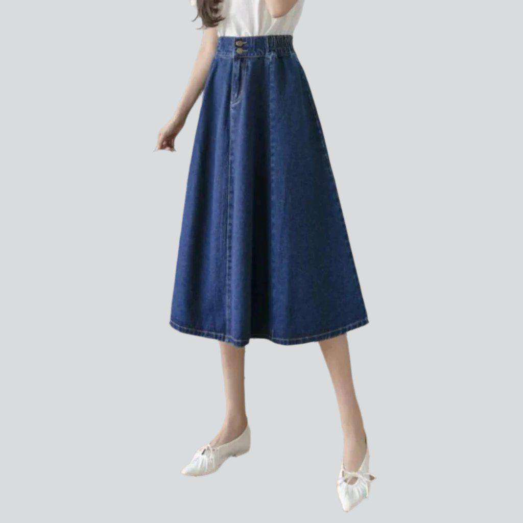 Elegant denim skirt with rubber