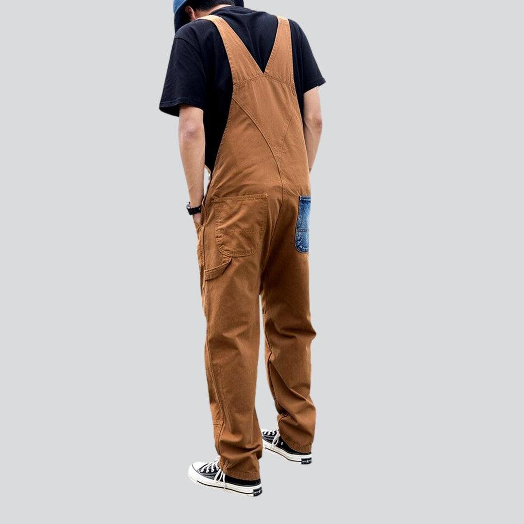 Streetwear ripped men denim dungaree