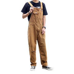 Streetwear ripped men denim dungaree