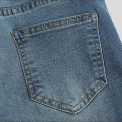 Patched hem straight women jeans