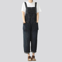 Baggy monochrome denim jumpsuit for women