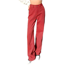 Retro color straight women jeans