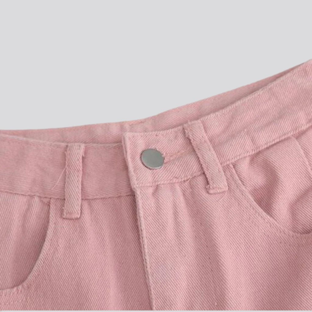 Pale pink straight women jeans