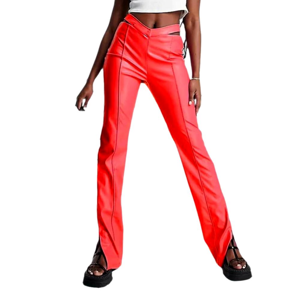 Slim front-seams women denim pants