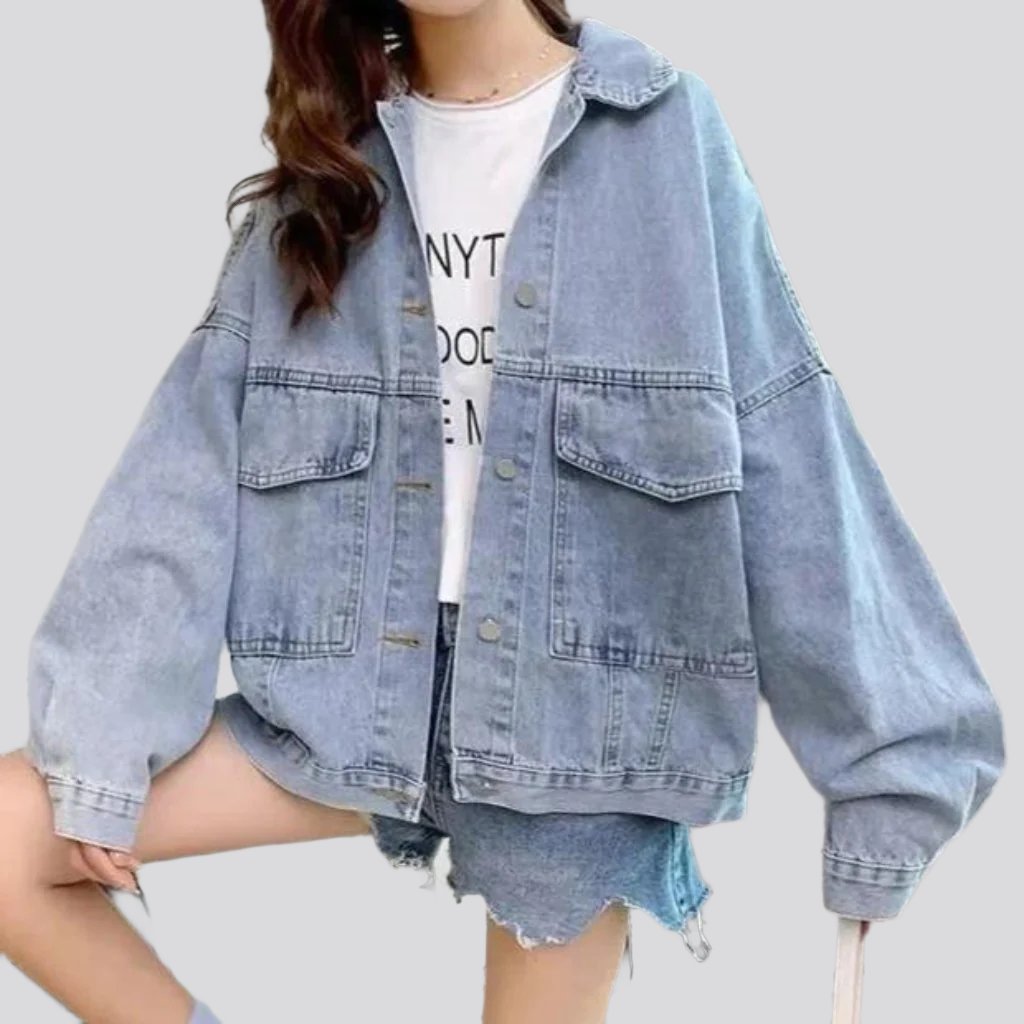 Stylish back print denim jacket