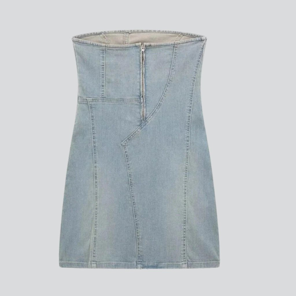 Vintage wash strapless denim dress