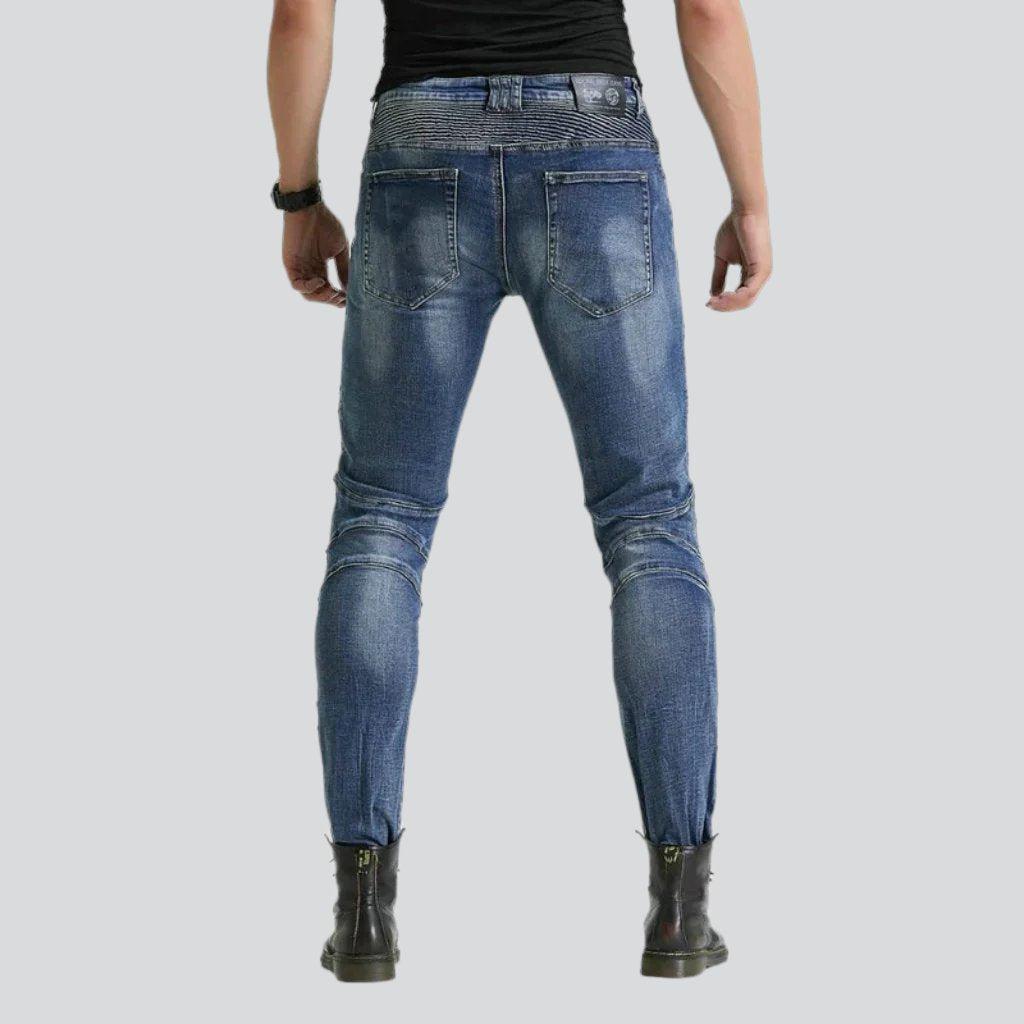 Skin-friendly men biker jeans