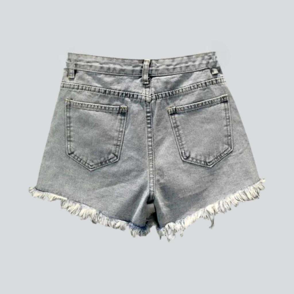 Light blue rhinestone denim shorts