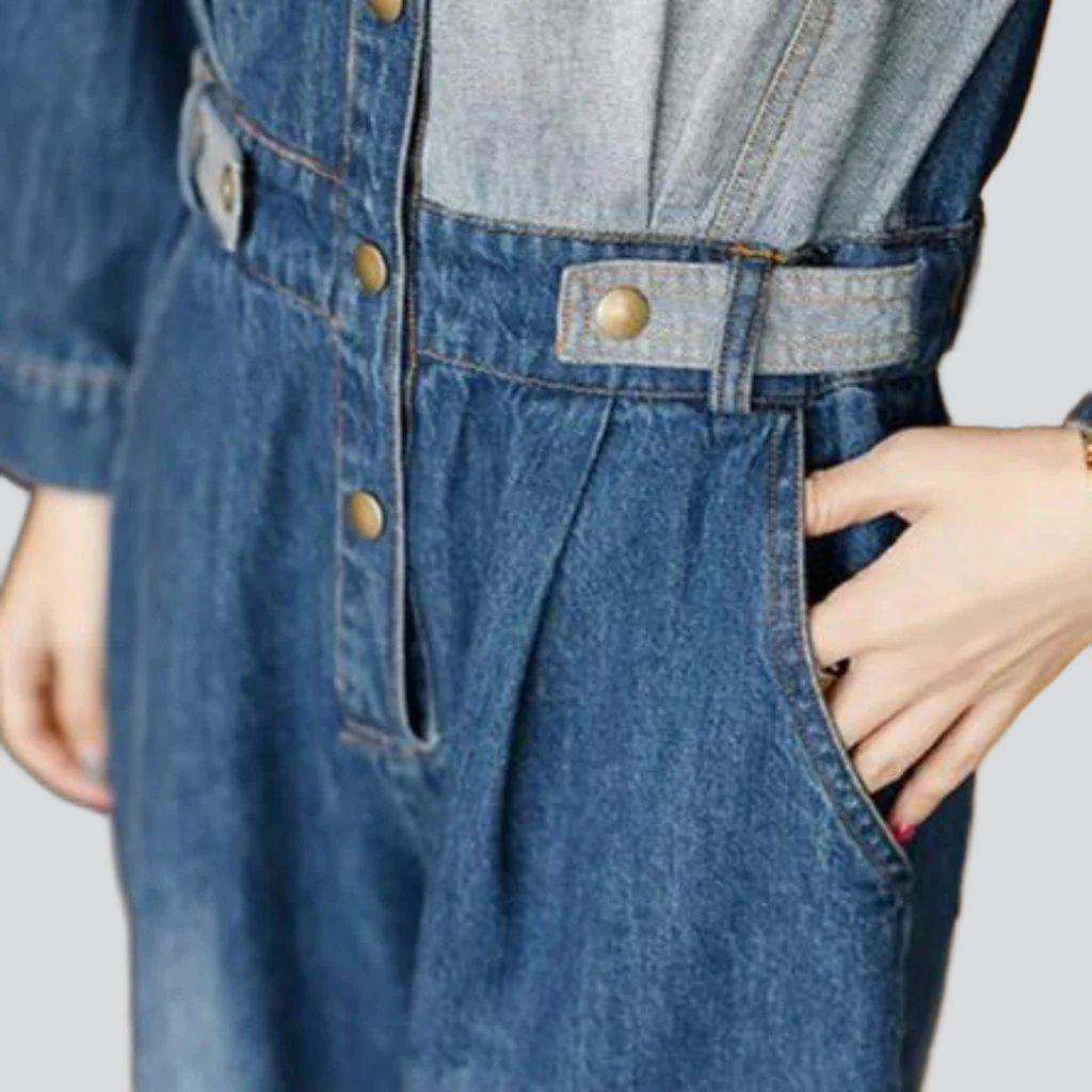 Zweifarbiger Baggy Damen Overall