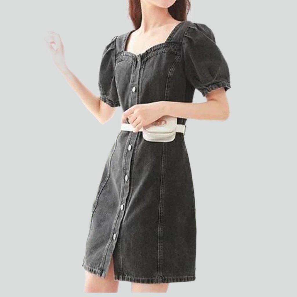 Vintage wash buttoned denim dress