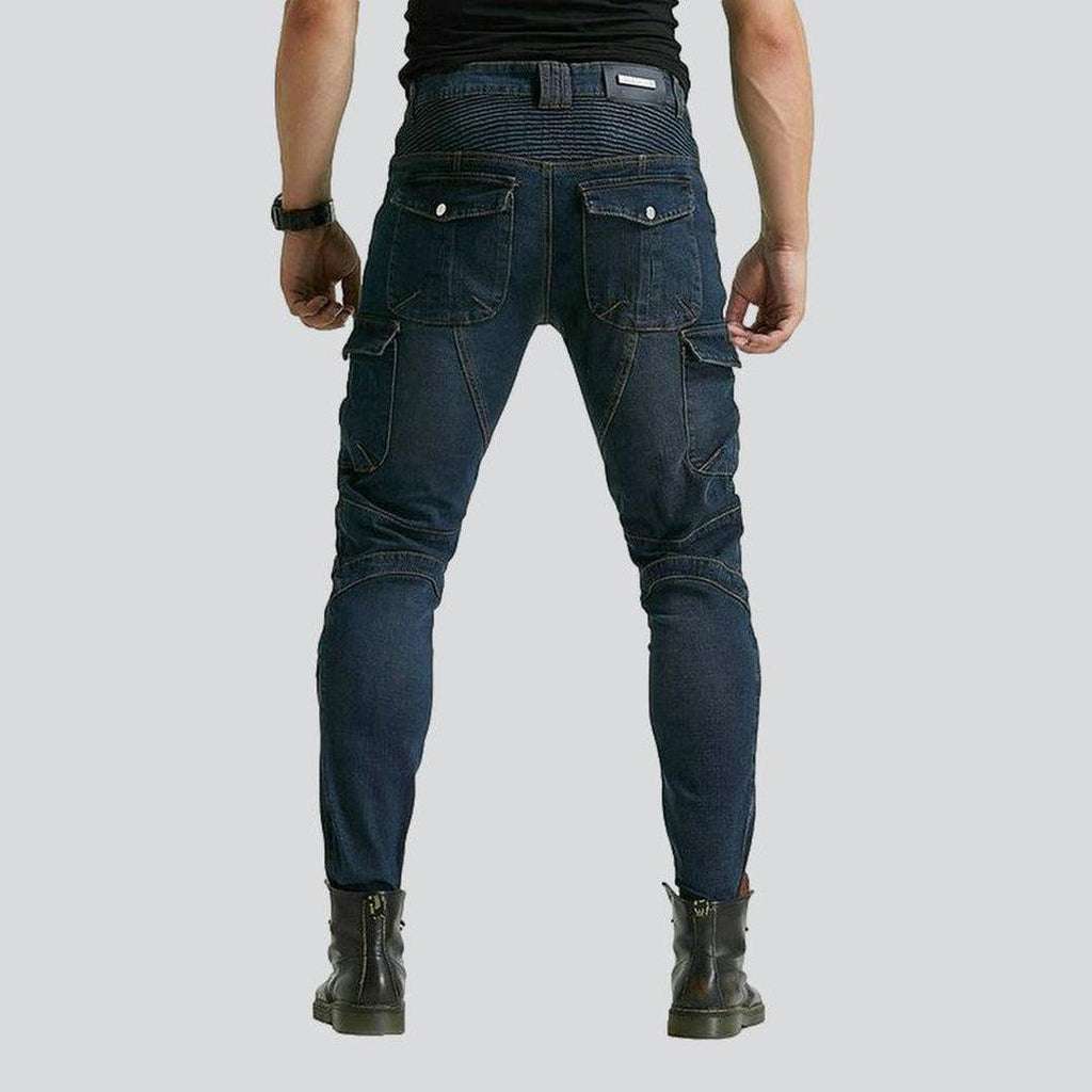 Navy men biker jeans