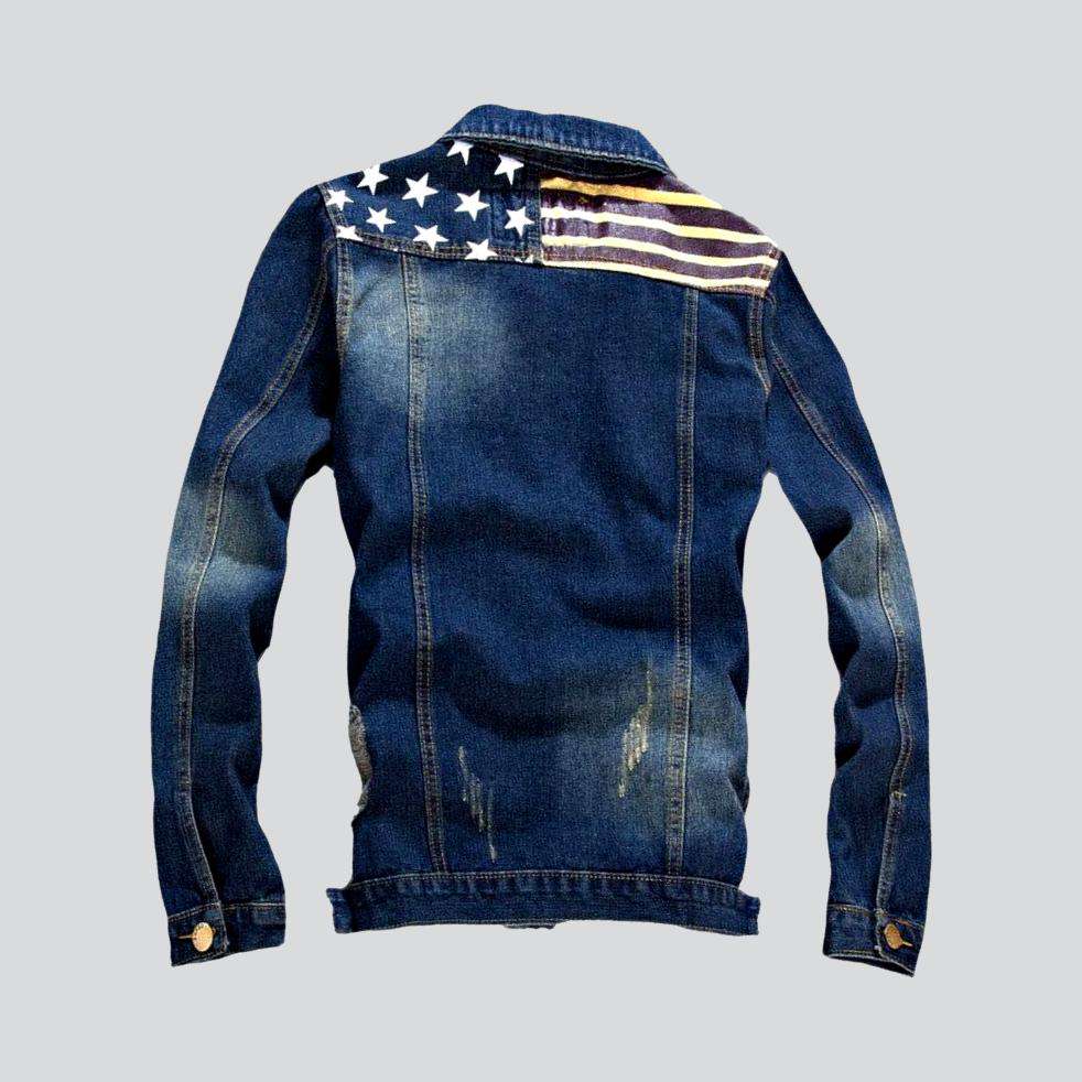 Jeansjacke mit Aufnähern der amerikanischen Flagge