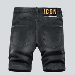 Schwarze zerrissene Jeansshorts für Herren