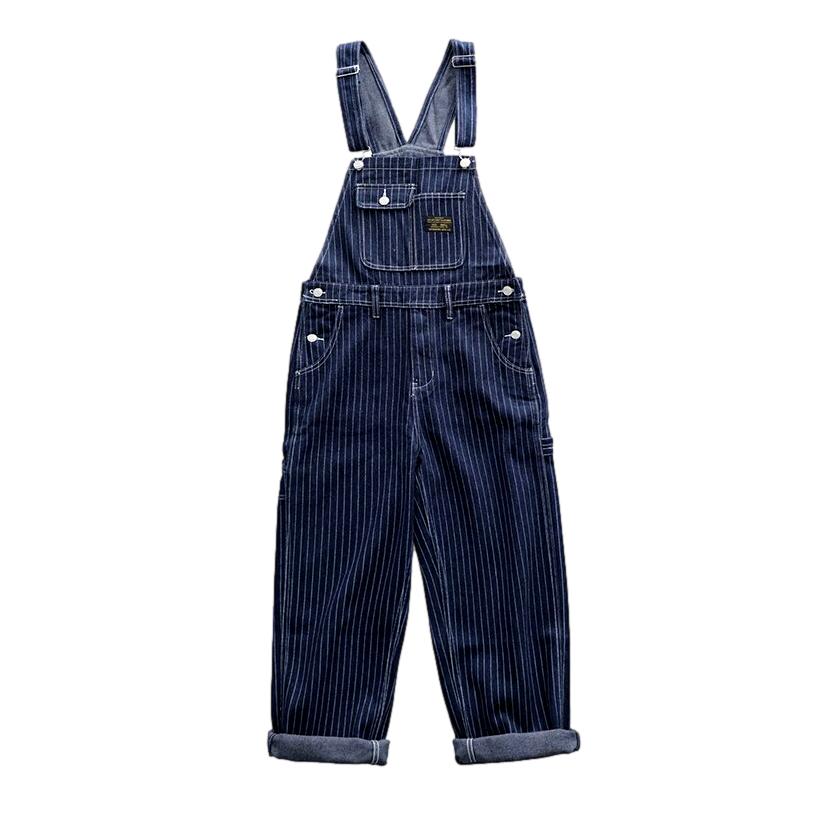 Gestreifte Baggy-Latzhose aus Denim für Herren