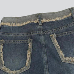 Distressed vintage slit denim skirt