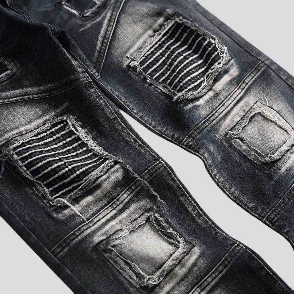 Patched jeans for young men