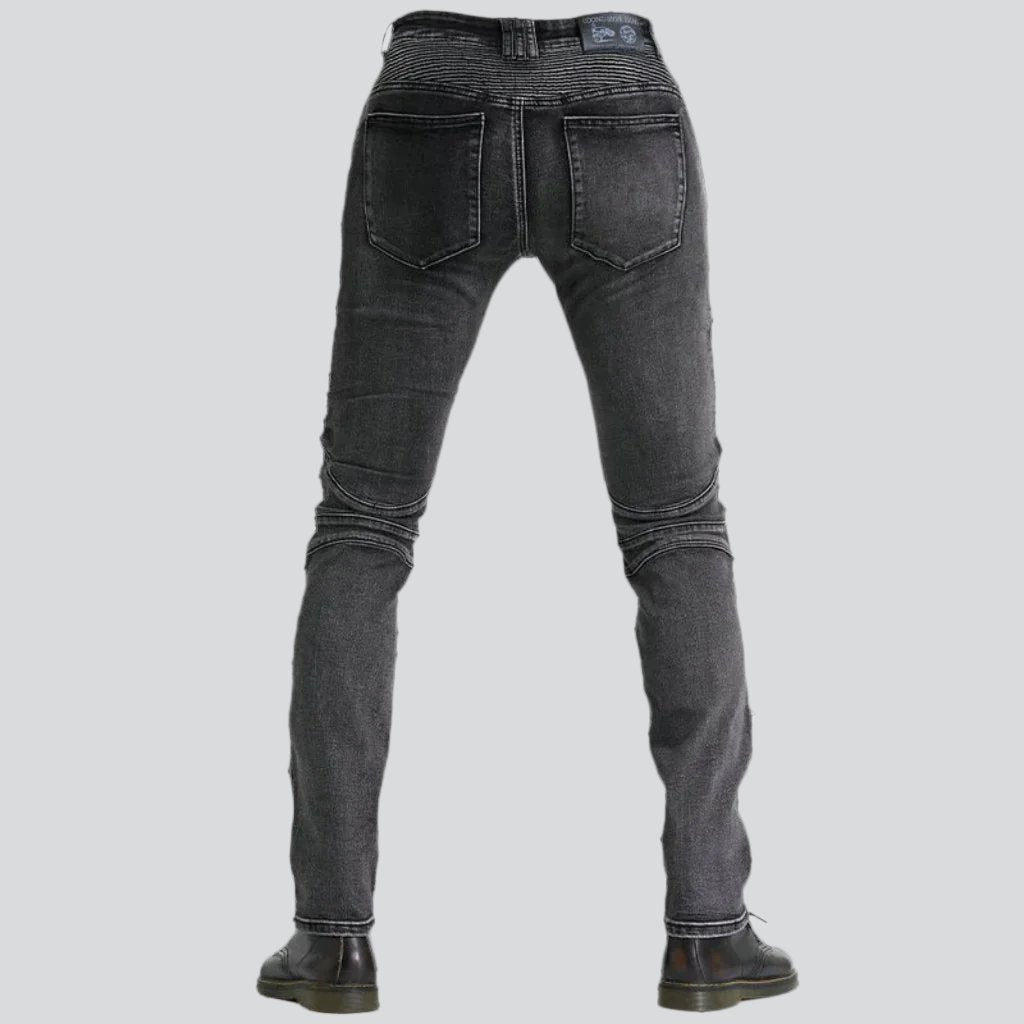 Protective grey men biker jeans