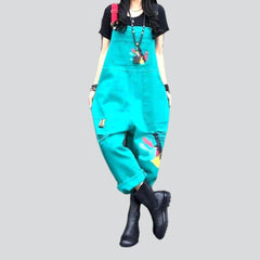 Color y2k denim jumpsuit for ladies