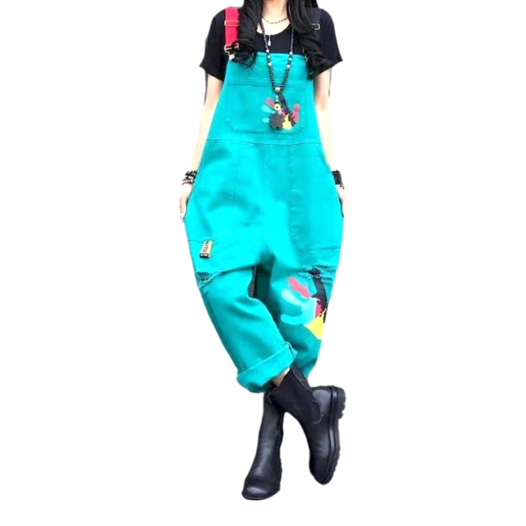 Color y2k denim jumpsuit for ladies