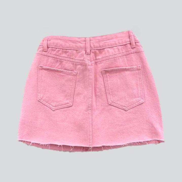 Stylish distressed women denim skort