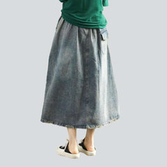 Embroidered vintage women jeans skirt