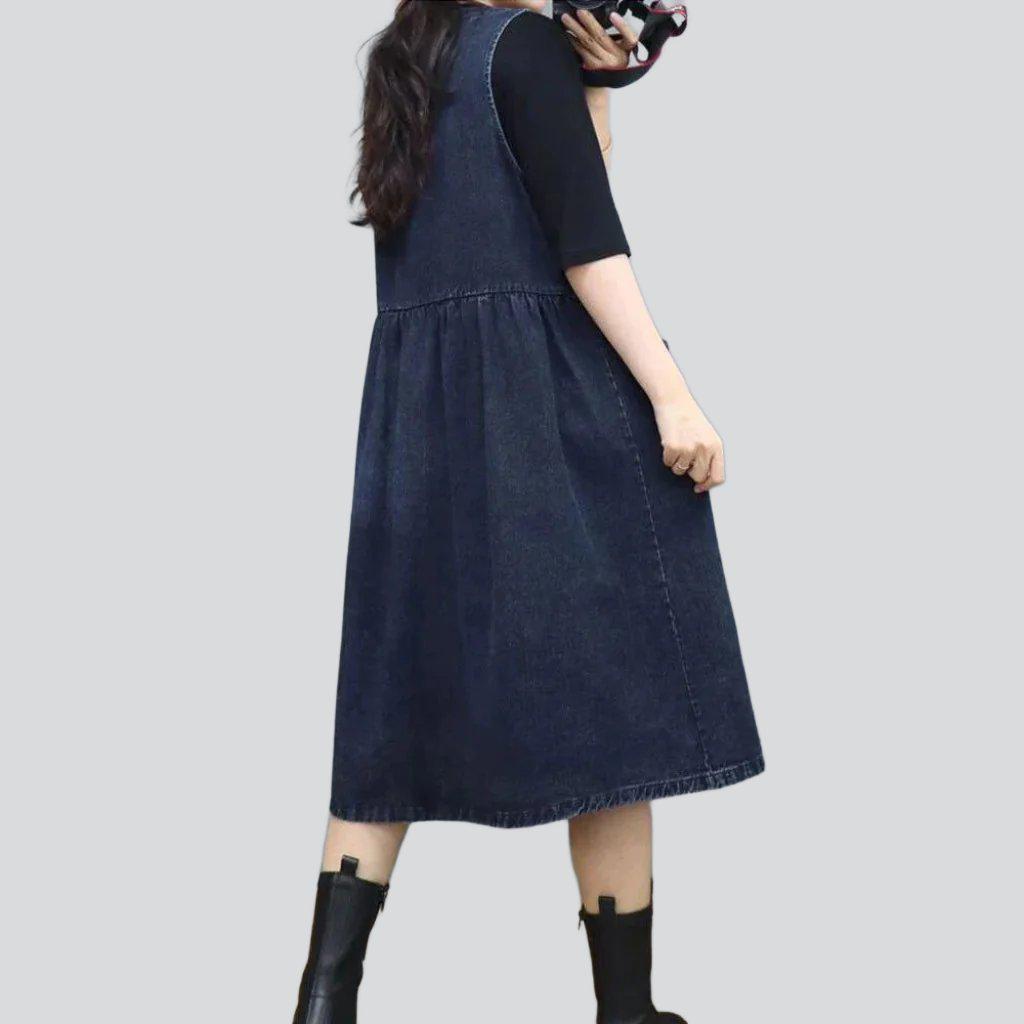 Sleeveless long denim dress