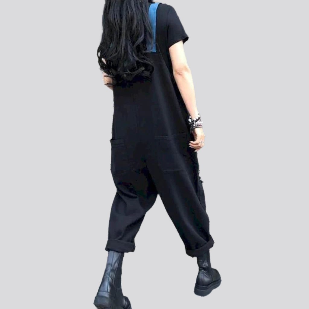 Color y2k denim jumpsuit for ladies