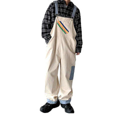 Color baggy men denim dungaree