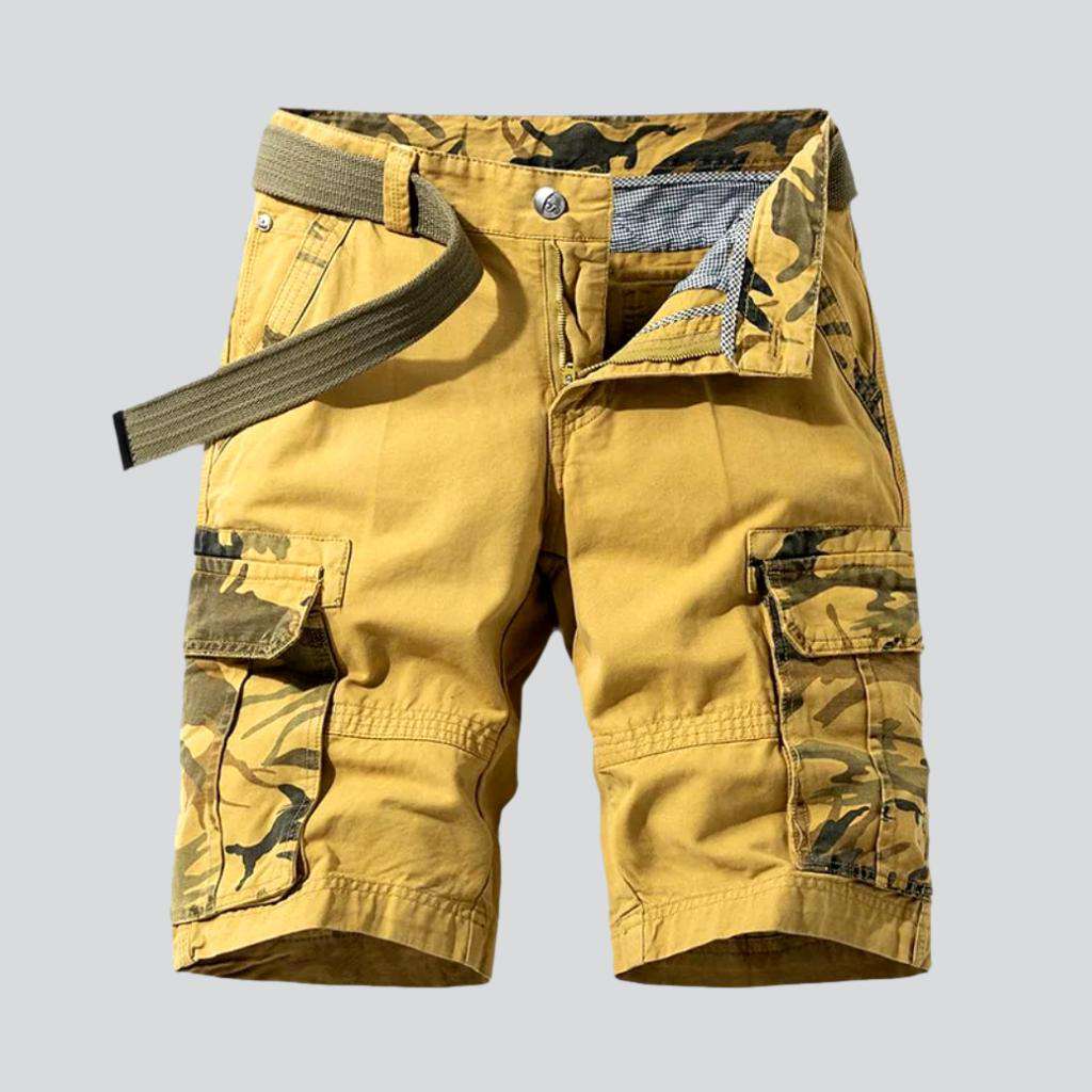 Camouflage cargo men denim shorts