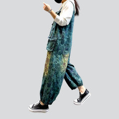 Punk-style women denim dungaree