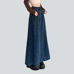 Front split maxi denim skirt