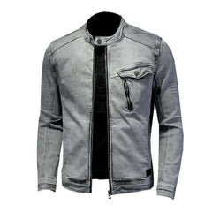 Light grey biker denim jacket