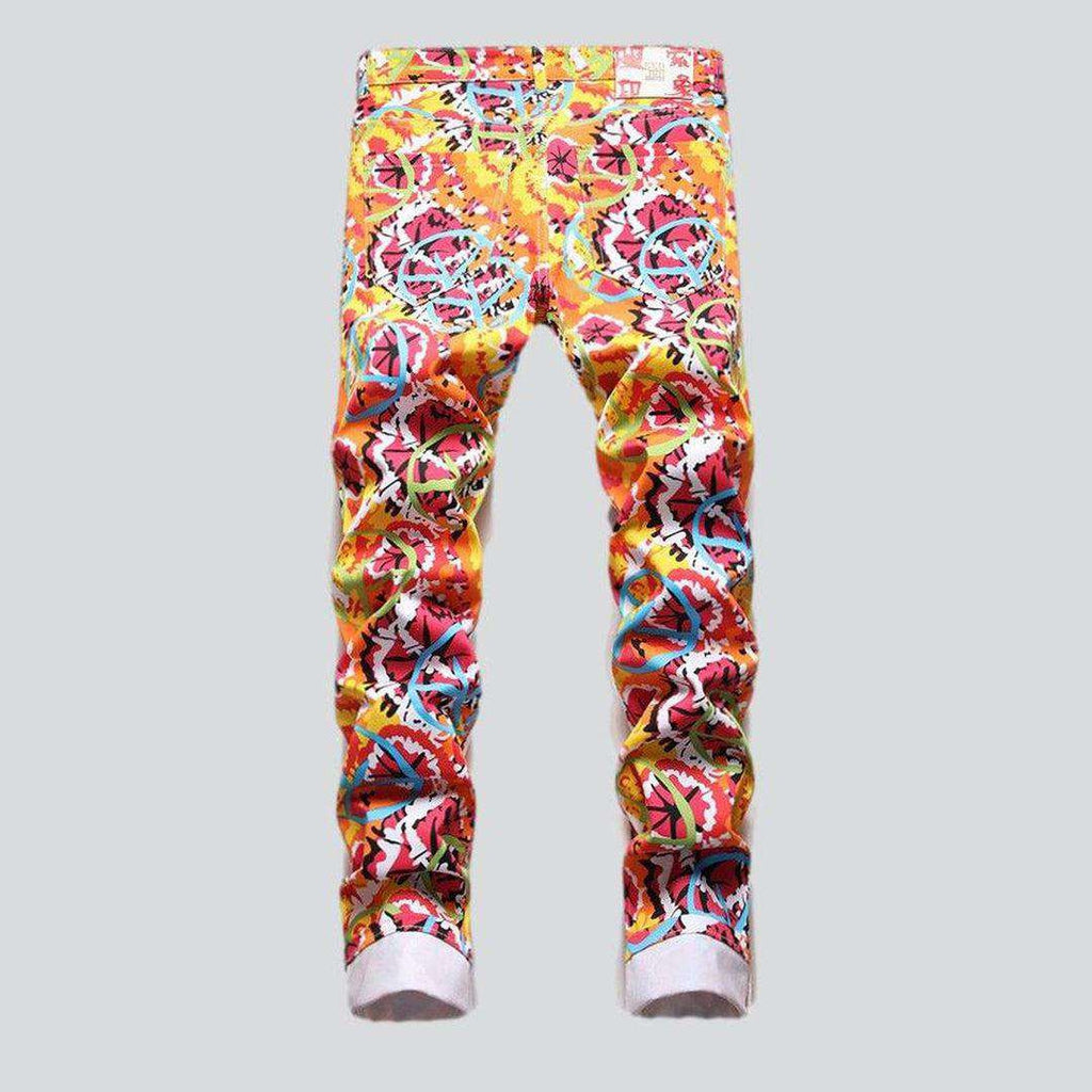 Color ornament painted men jeans