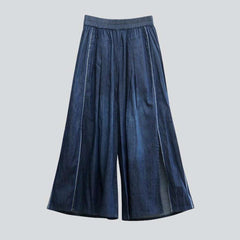 Embroidered bands culottes denim pants