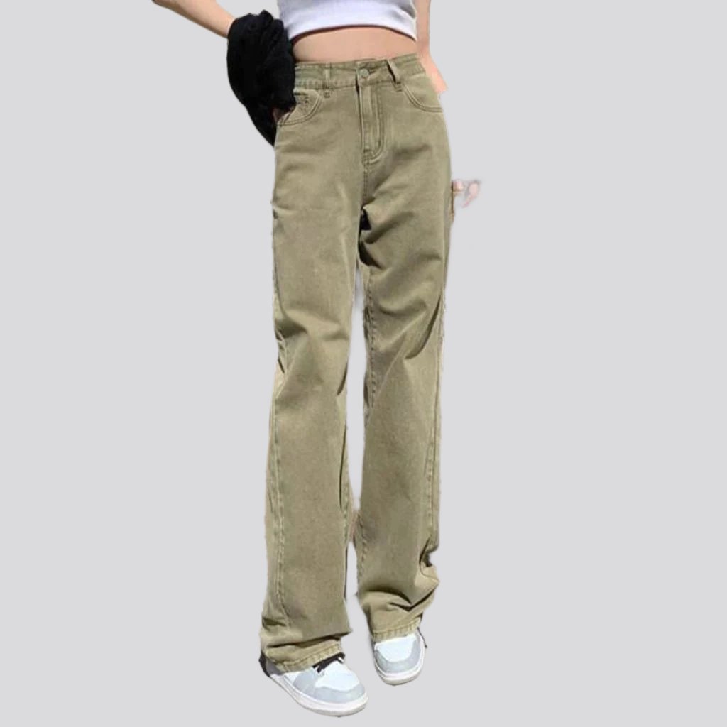 Retro color straight women jeans