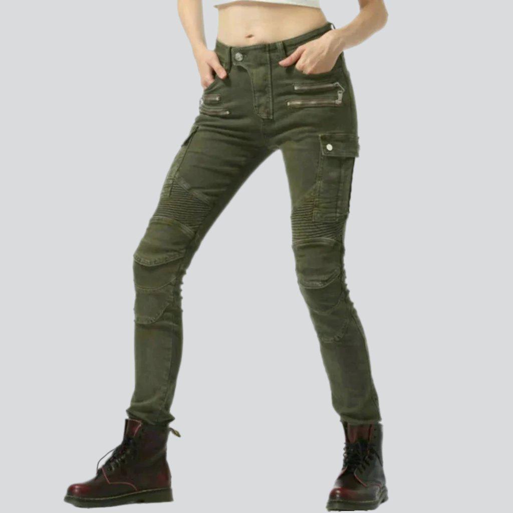 Protective women biker jeans