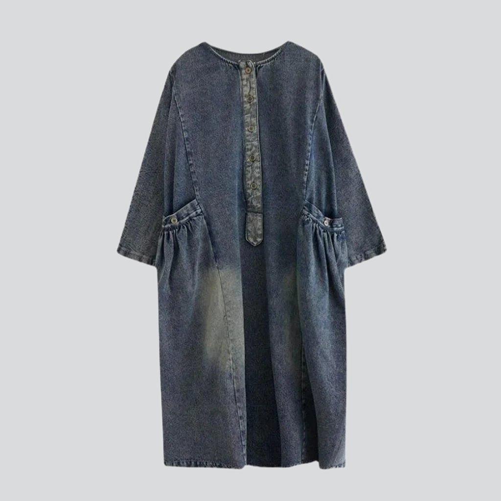 Vintage sanded women denim dress