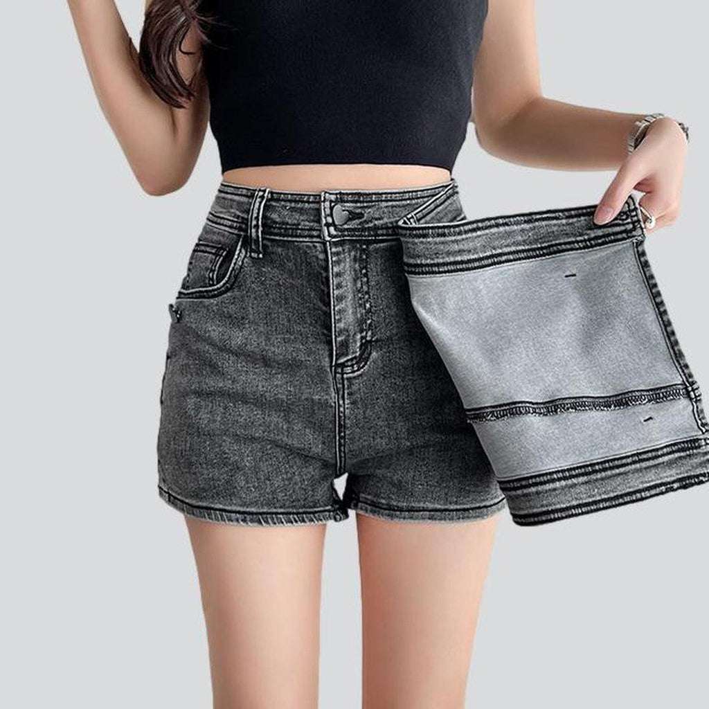 Asymmetric mini women denim skort