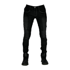 Protective mid-waist women biker jeans